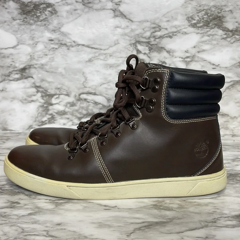 Timberland Men's Black and Brown Boots leather sneakers size 10